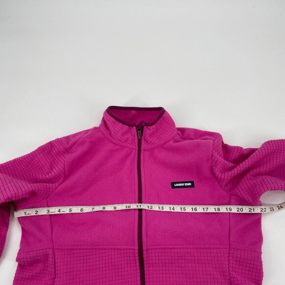 Lands' End Pink Grid Fleece Full Zip Up Jacket Womens Size Large Outdoor Casual - Picture 9 of 10